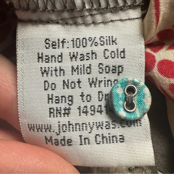 Johnny Was Adelaide 100% Silk Patchwork Long Sleeve Button Down Blouse Small - Picture 3 of 6